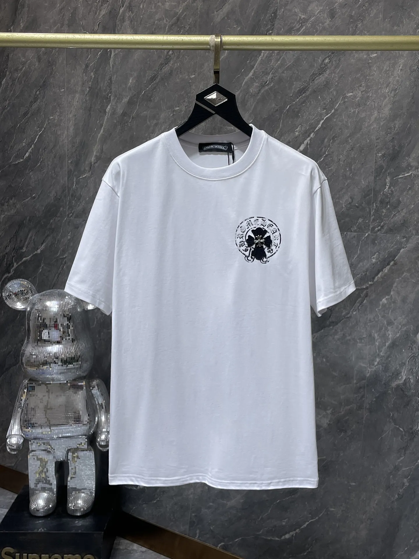 P170 New Chrome Hearts 25ss willow inkjet high version for summer! High weight, environmentally friendly and high-quality top-quality fabric 280g Crow cross patch embroidery spray-painted foam short sleeves. Counter synchronization. 1:1 replica version. Recommended colors: white, black